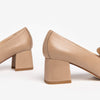 NeroGiardini Cream Leather Block Heel Loafers