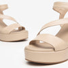 NeroGiardini Cream Leather Strappy Platform Sandals