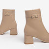 NeroGiardini Taupe Leather Small Block Heel Ankle Boots