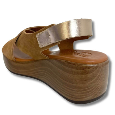 Oh My Sandals Brown Suede Mid Wedge Crossover Strap Sandals