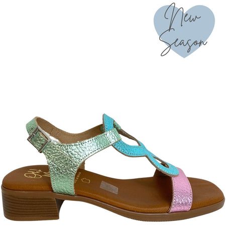 Oh My Sandals Multi Coloured Leather Front Strap Sandals