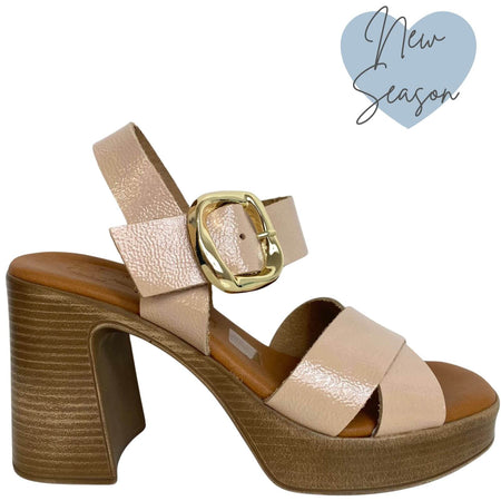 Oh My Sandals Nude Patent Leather Platform Sandals