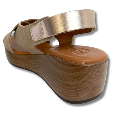 Brown sandal with wooden sole on a white background