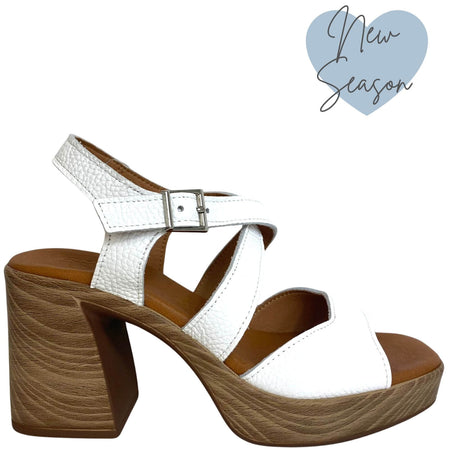 Oh My Sandals White Leather Crossover Strap Platform Sandals