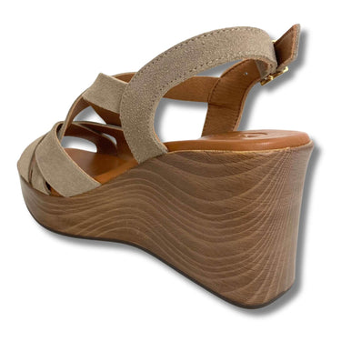 Oh My Sandals Taupe Suede High Wedge Sandals
