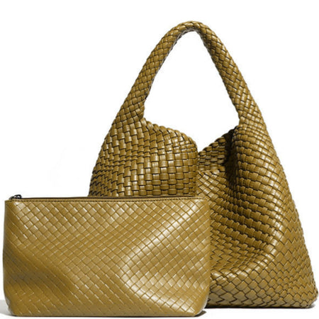 Olive Green Woven 2 IN 1 Shoulder Bag