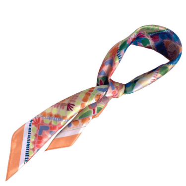 Colorful patterned scarf on a white background