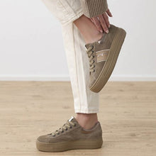 ladies beige platform sole sneakers