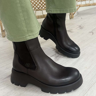 Paul Green Brown Leather Chunky Sole Boots