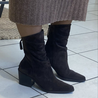 Paul Green Brown Suede Leather Slouch Ankle Western Boots