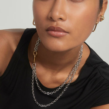 PDPAOLA Double Beat Two Tone Chain Necklace