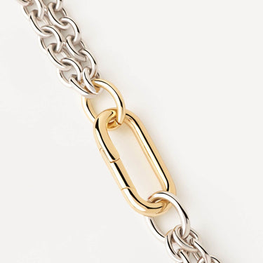 PDPAOLA Double Beat Two Tone Chain Necklace