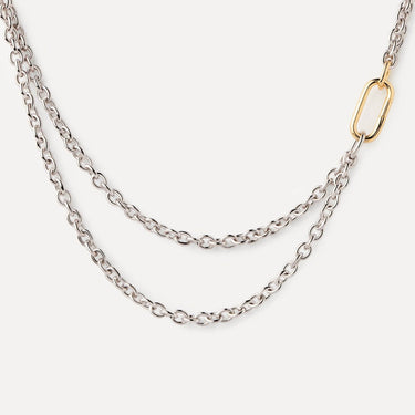 PDPAOLA Double Beat Two Tone Chain Necklace
