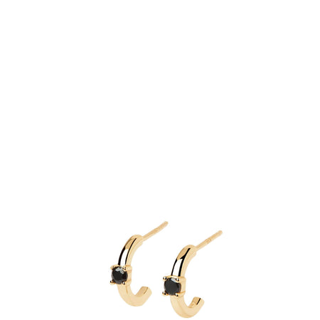 PDPAOLA Gold & Black Small Hoop Earrings