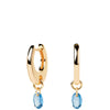 PDPAOLA Gold Blue Lily Hoop Earrings