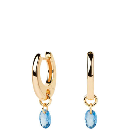 PDPAOLA Gold Blue Lily Hoop Earrings
