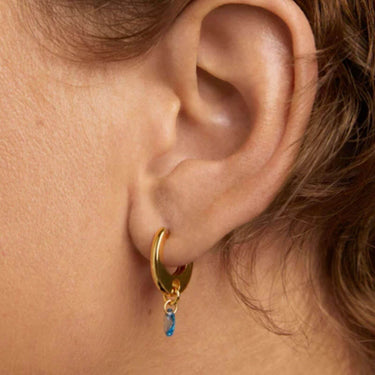 PDPAOLA Gold Blue Lily Hoop Earrings