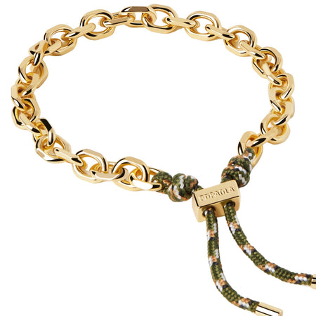 PDPAOLA Gold Cottage Essential Rope & Chain Bracelet - Green