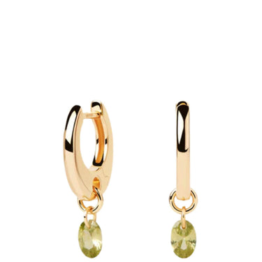 PDPAOLA Gold Green Lily Hoop Earrings