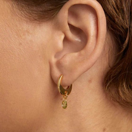 PDPAOLA Gold Green Lily Hoop Earrings