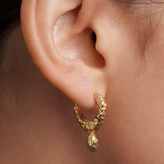 PDPAOLA Gold Lava Textured Hoop Earrings