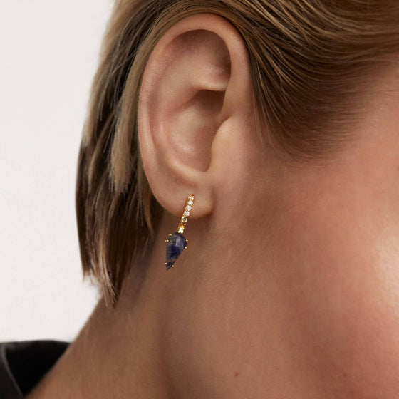 PDPAOLA Gold Naoki Sodalite Single Hoop Earring