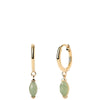 PDPAOLA Gold Nomad Green Aventurine Hoop Earrings