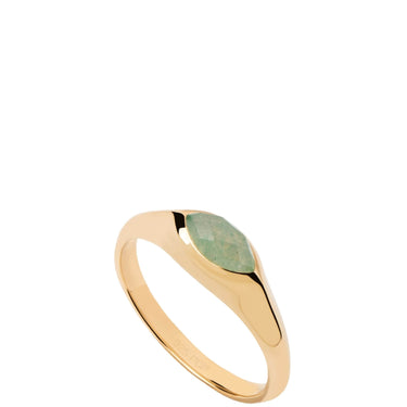 PDPAOLA Gold Nomad Green Aventurine Ring