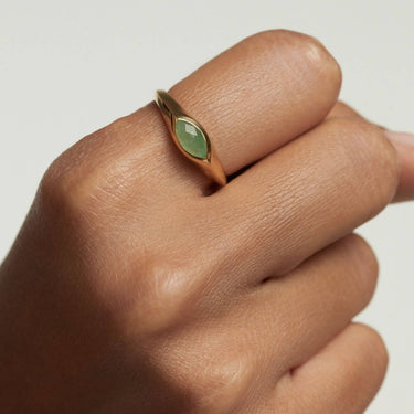 PDPAOLA Gold Nomad Green Aventurine Ring