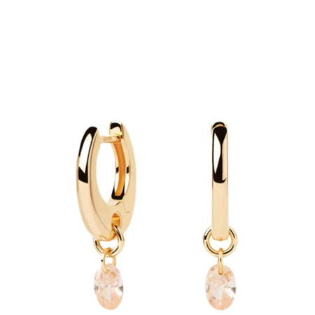 PDPAOLA Gold Peach Lily Hoop Earrings