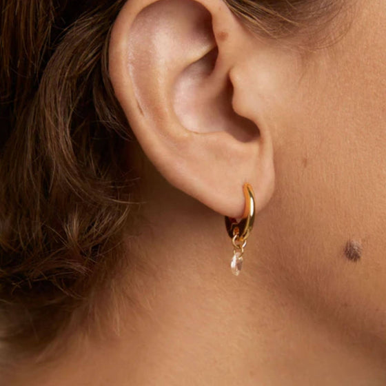 PDPAOLA Gold Peach Lily Hoop Earrings