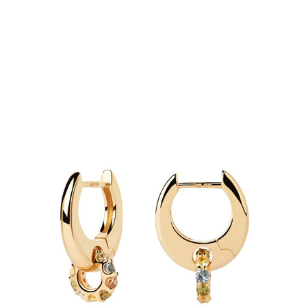 PDPAOLA Gold Rainbow Spin Hoop Earrings