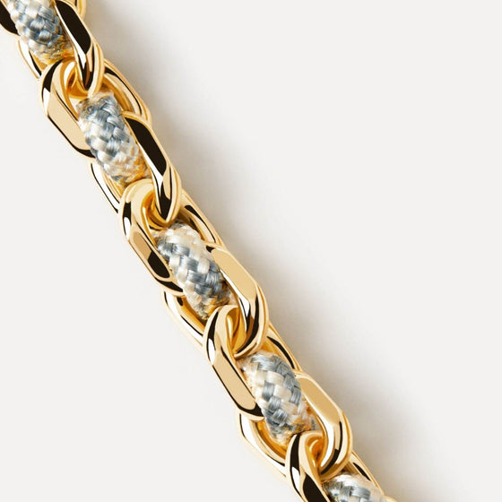 PDPAOLA Sky Blue Rope & Silver Chain Bracelet