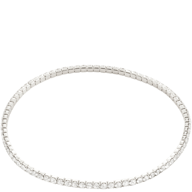 Silver bracelet with clear stones on a white background