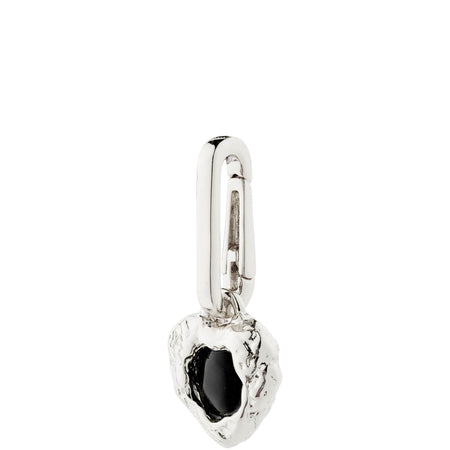 Pilgrim Charm Silver Textured Black Agate Pendant