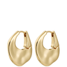 Pair of gold hoop earrings on a white background