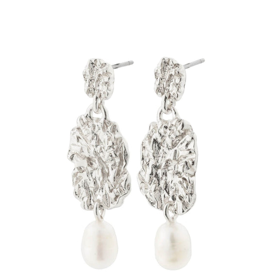 Pilgrim True Silver Textured Drop Earrings