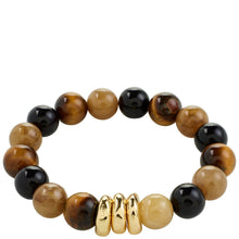 Pilgrim Unfold Gold & Brown Tiger Eye Bead Stretch Bracelet