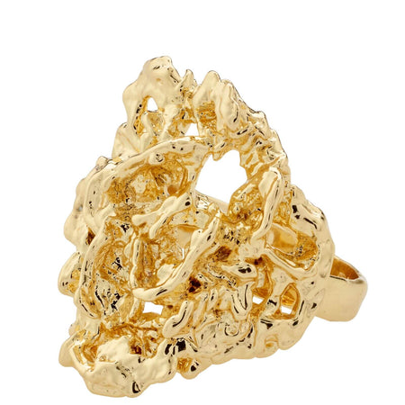 Pilgrim Act Gold Textured Statement Ring