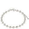 Silver beaded bracelet on a white background