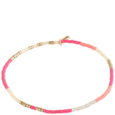 Pilgrim Alison Gold Pink Dainty Glass Bead Bracelet