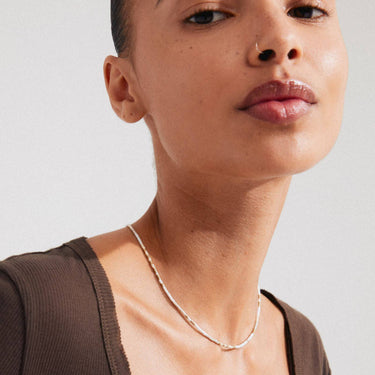 Pilgrim Alison Gold White Nude Dainty Bead Necklace