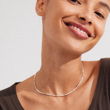 Pilgrim Alison Gold White Nude Dainty Bead Necklace