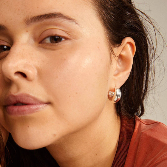 Pilgrim Amber Silver Chunky Hoop Earrings