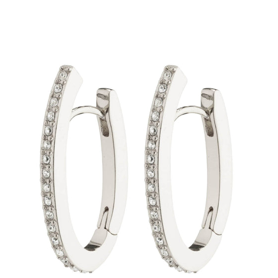 Pilgrim Anaya Silver Sparkly Oval Hoop Earrings