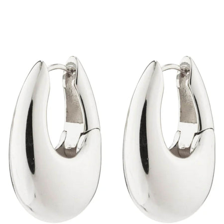 Pilgrim Autumn Silver Chunky Retro Hoop Earrings