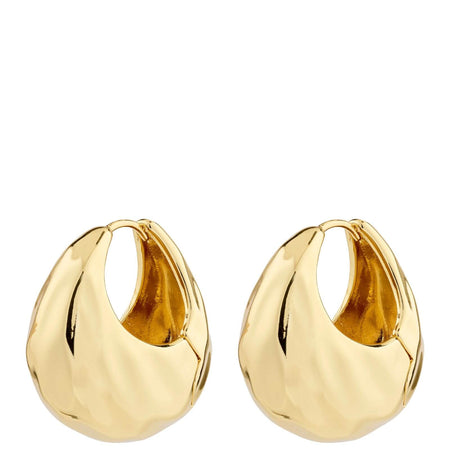 Pilgrim Believe Gold Textured Chunky Hoop Earrings