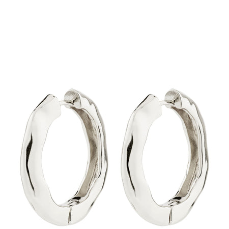 Pilgrim Believe Silver Textured Hoop Earrings