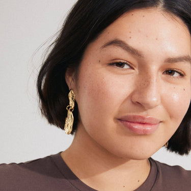 Pilgrim Bloom Gold Statement Earrings