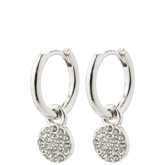 Pilgrim Chayenne Silver Crystal Pendant Hoop Earrings